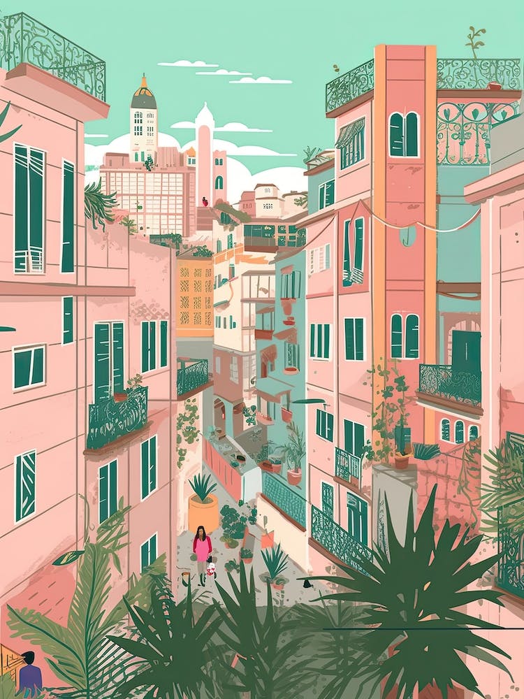 Algiers Algeria Travel Illustration 1