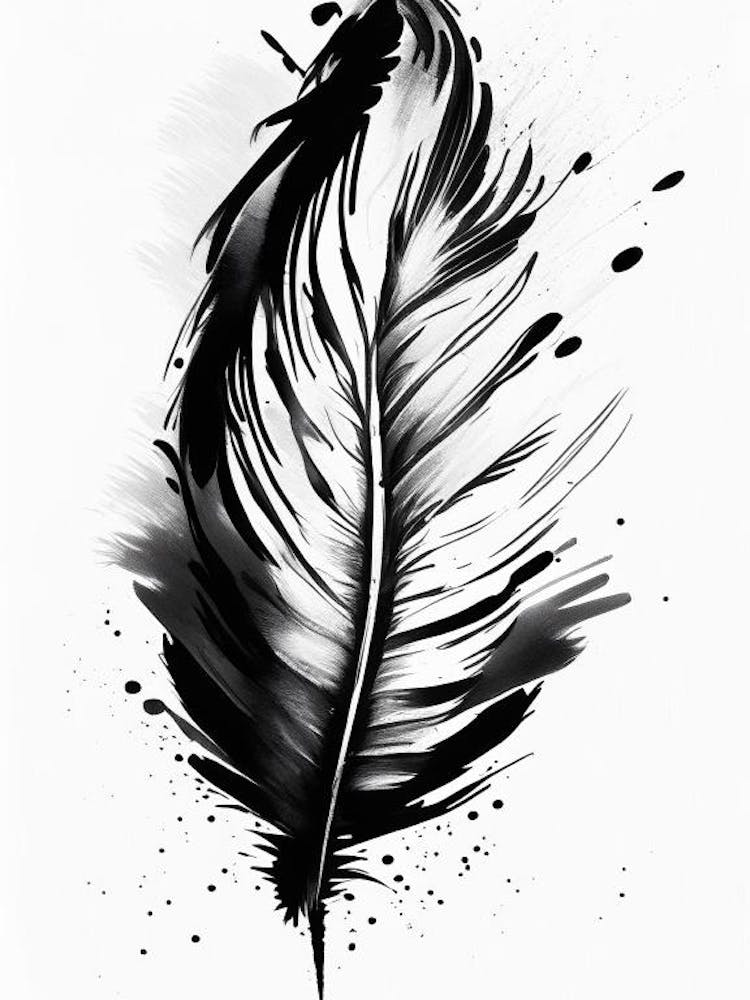 Quill And Ink Symbol Black And White Painting