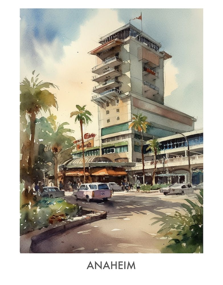 Anaheim Watercolor 1 Travel Poster