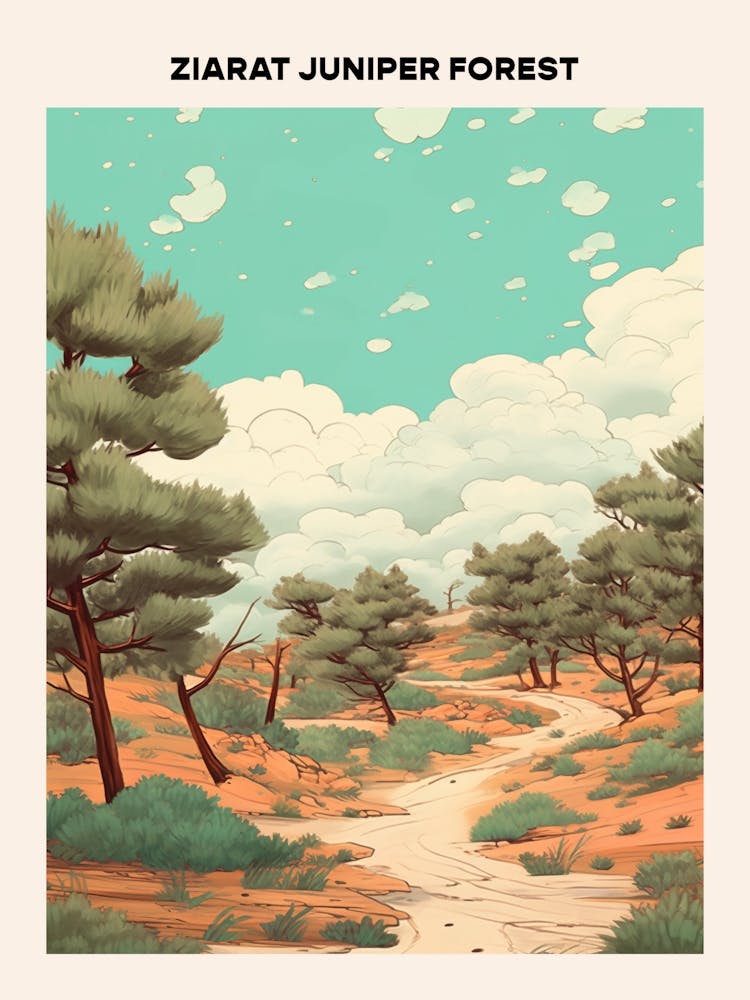 Ziarat Juniper Forest Midcentury Travel Poster