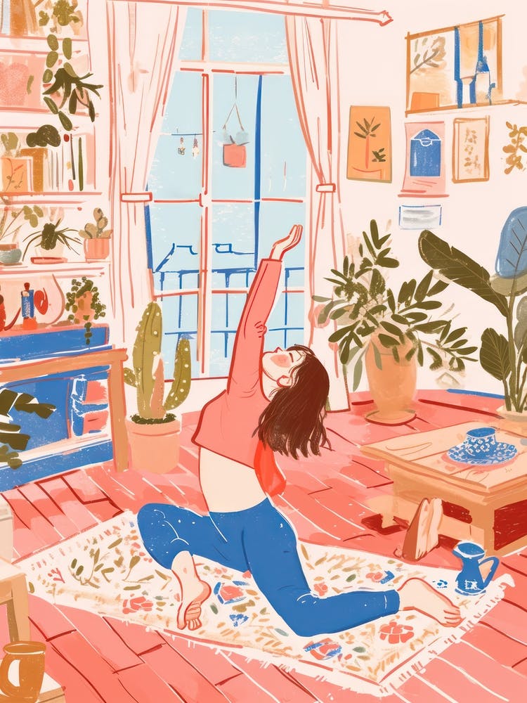 Girl Yoga Lo Fi Kawaii Illustration 2