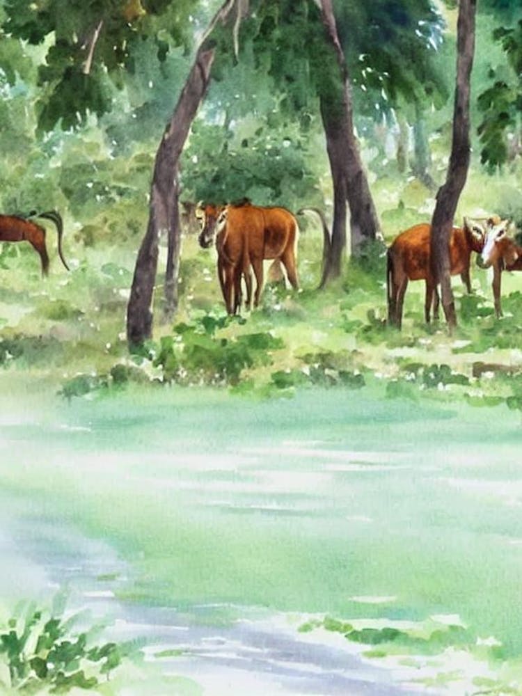 Yala National Park Sri Lanka Water Colour Poster