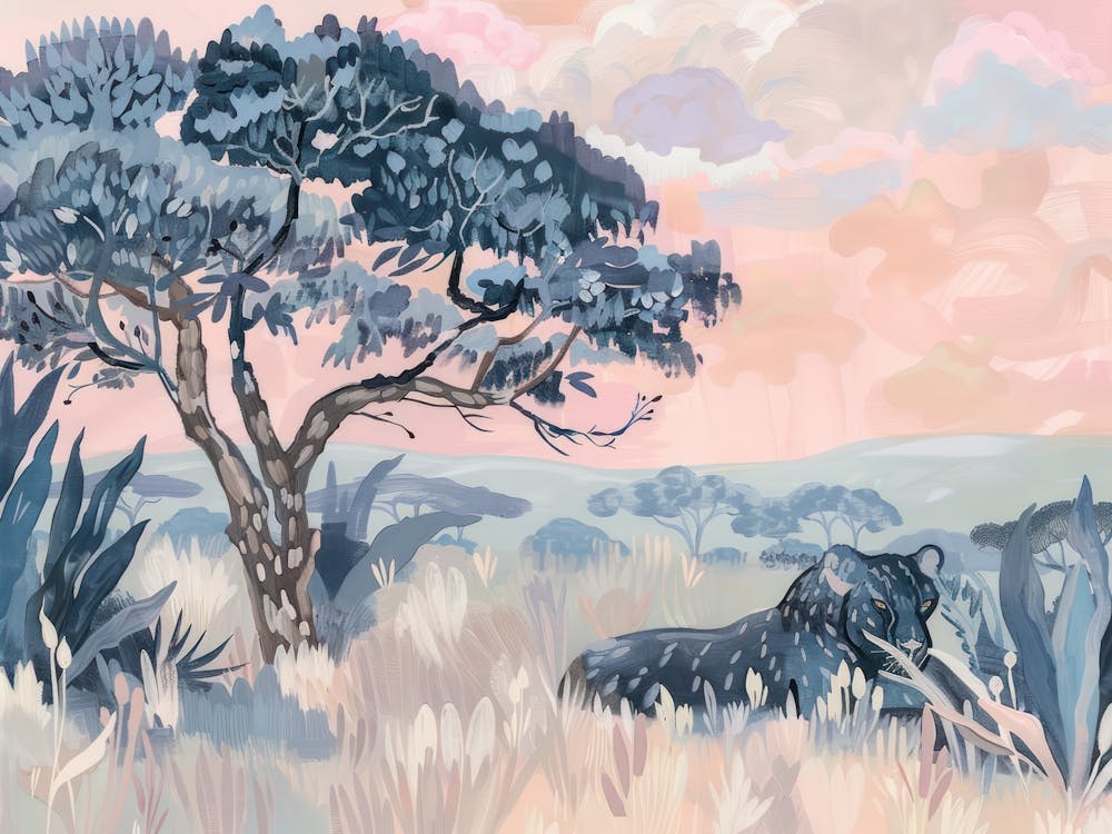 Black Panthers Tropical Jungle Illustration 3