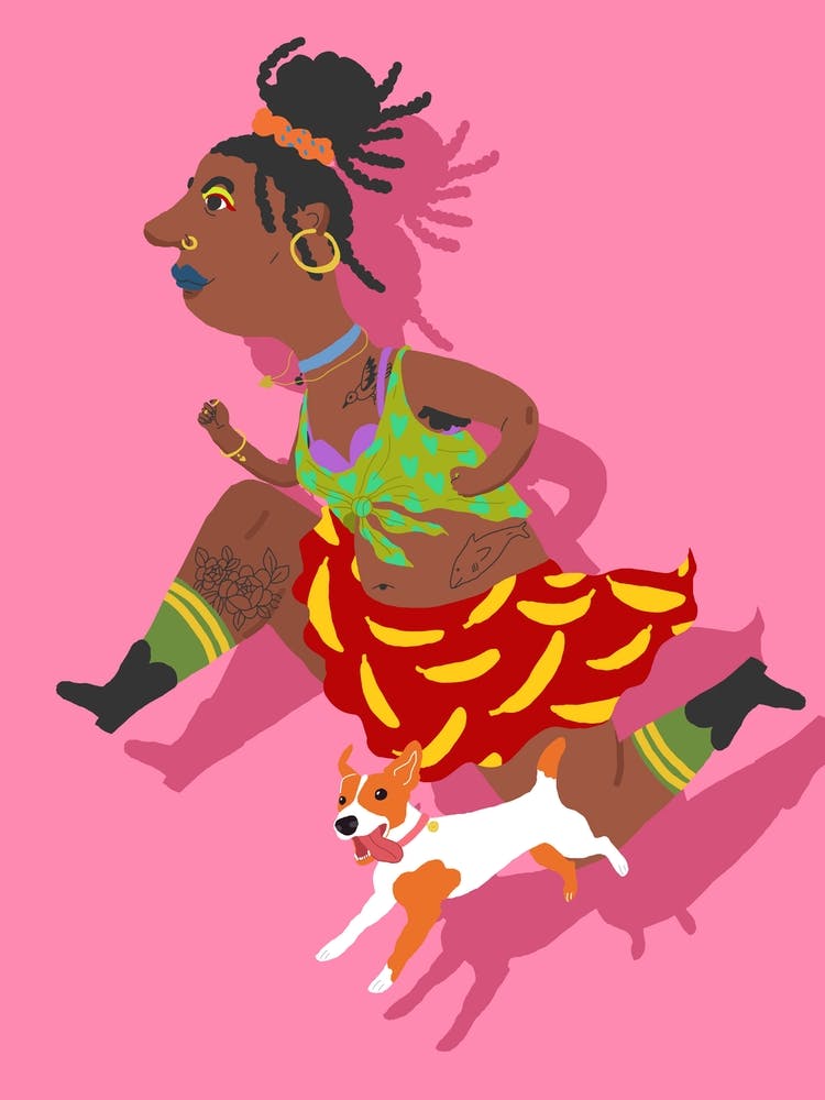 Running Woman With A Dog