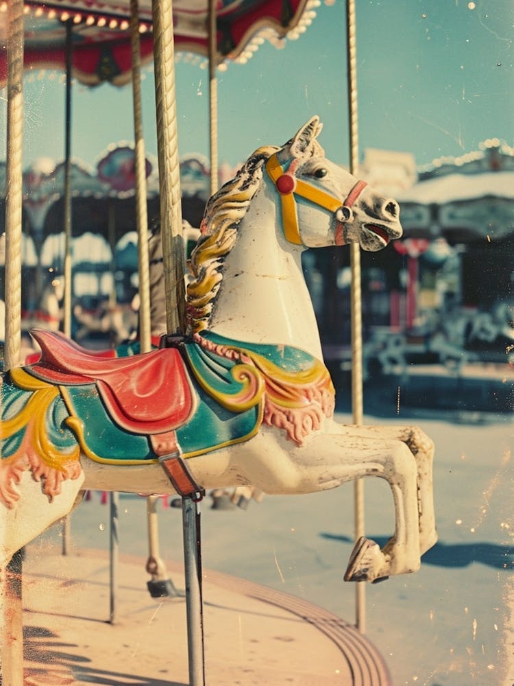 Carousel Horses Retro Photo 2