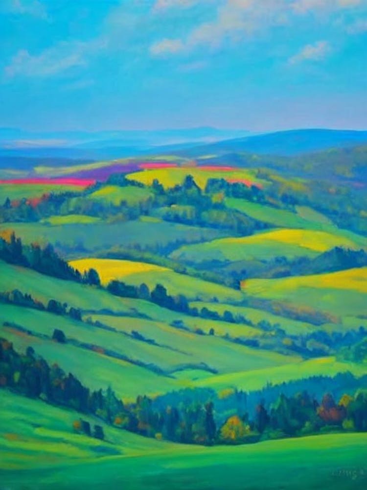 Bohemian Switzerland National Park Czech Republic Blue Oil Painting 1