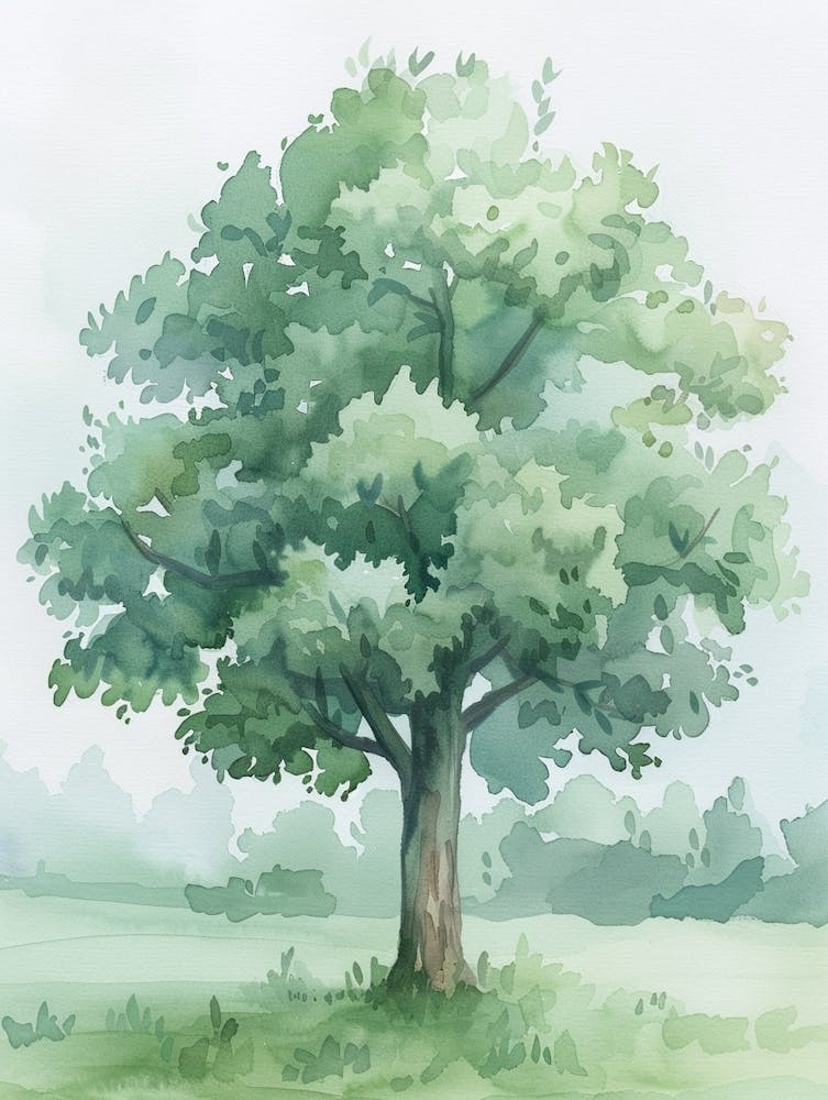 Linden Tree Atmospheric Watercolour Painting 4
