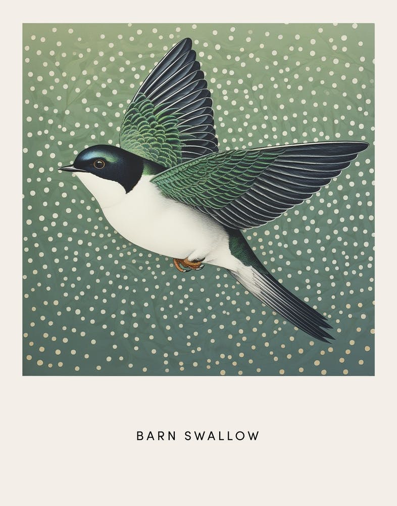 Ohara Koson Inspired Bird Painting Barn Swallow 1 Poster