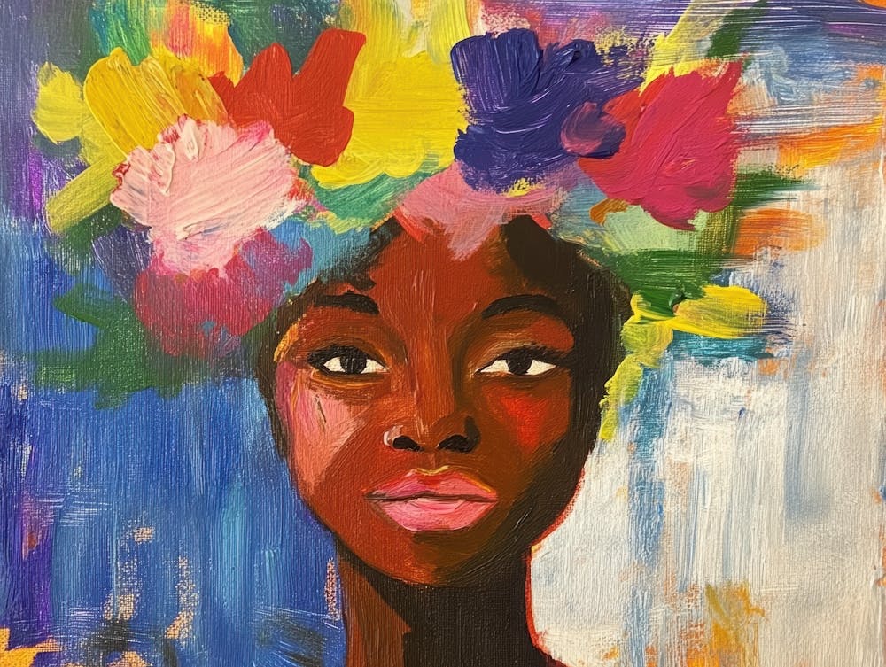 African Woman With Flower Crown