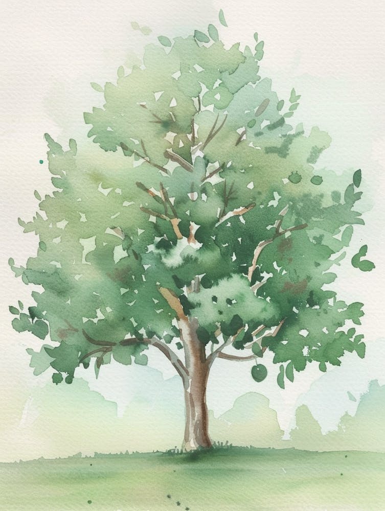 Apple Tree Atmospheric Watercolour Painting 2