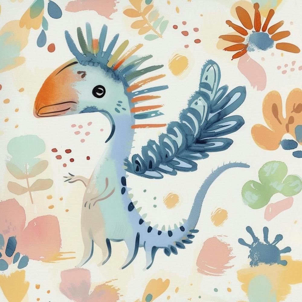 Archaeopteryx Dinosaur Muted Pastels Pattern 1