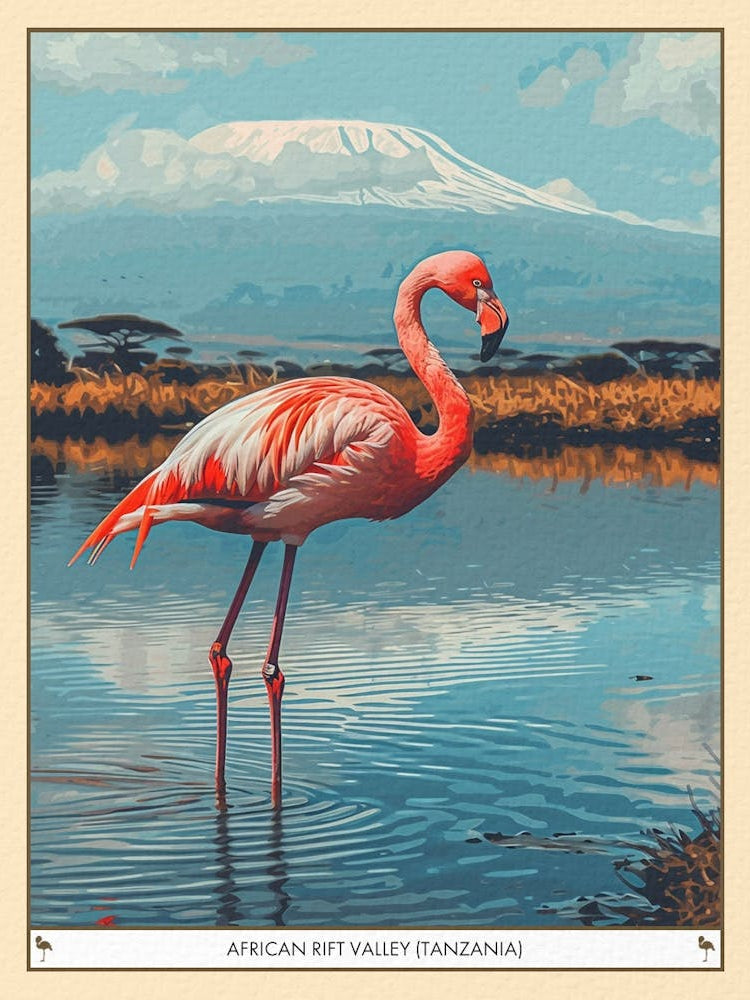 Greater Flamingo African Rift Valley Tanzania Tropical Illustration 5 Poster