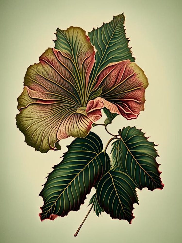 Hibiscus Leaf Vintage Botanical 1