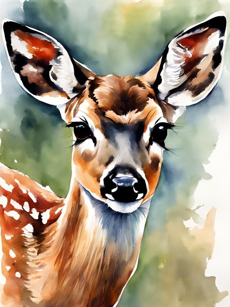 Rehkitz Aquarellgemälde
