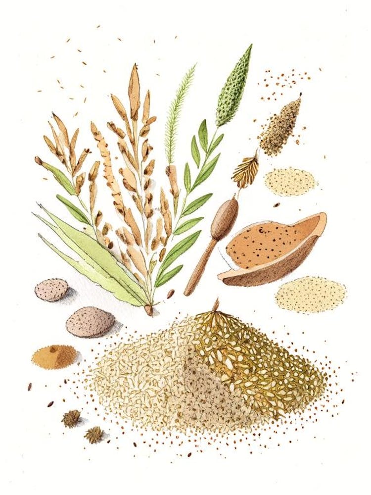 Graines de sésame Épices et herbes Illustration au crayon 2