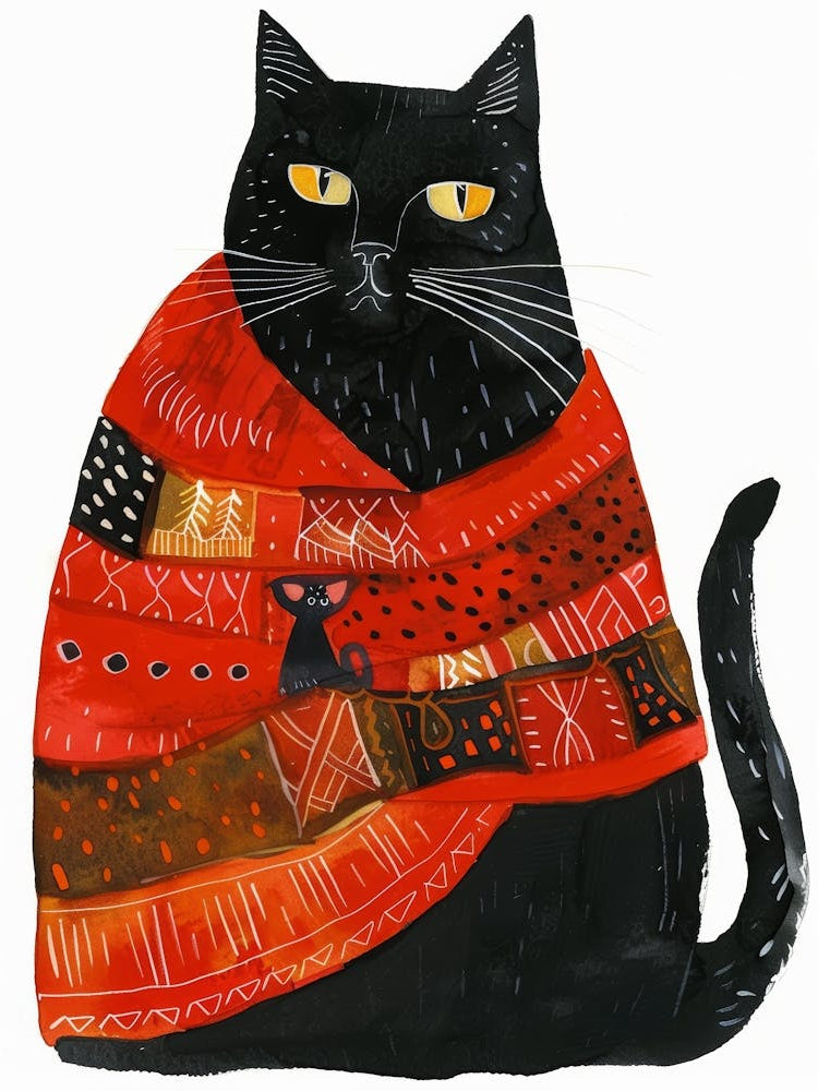 Black Cat In Red Sweater