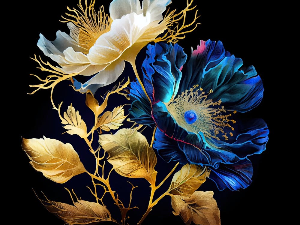 Blue And Gold Flowers