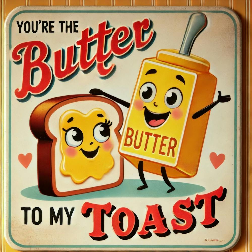 You Are the Butter On My Toast. Kitschy Kitchen Art Series