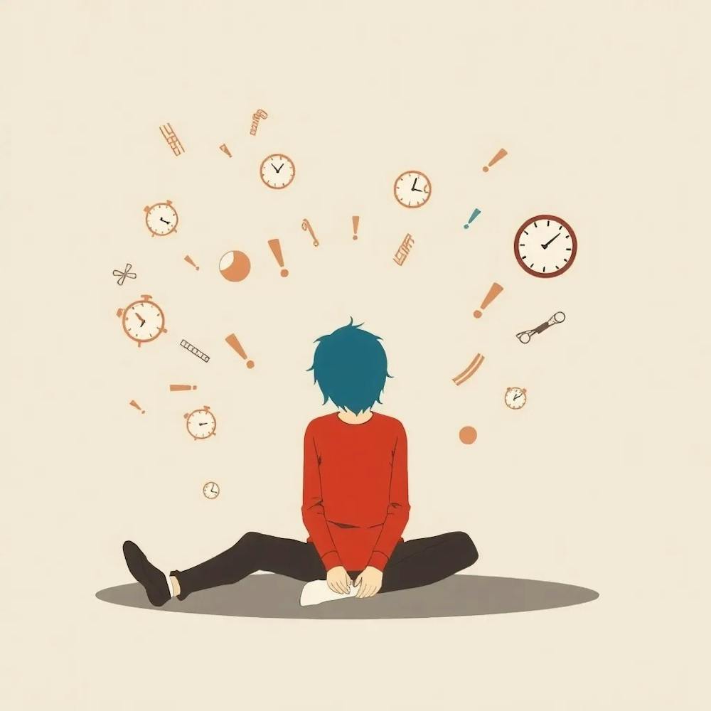 Boy Sitting On The Floor- Overwhelmed Mind