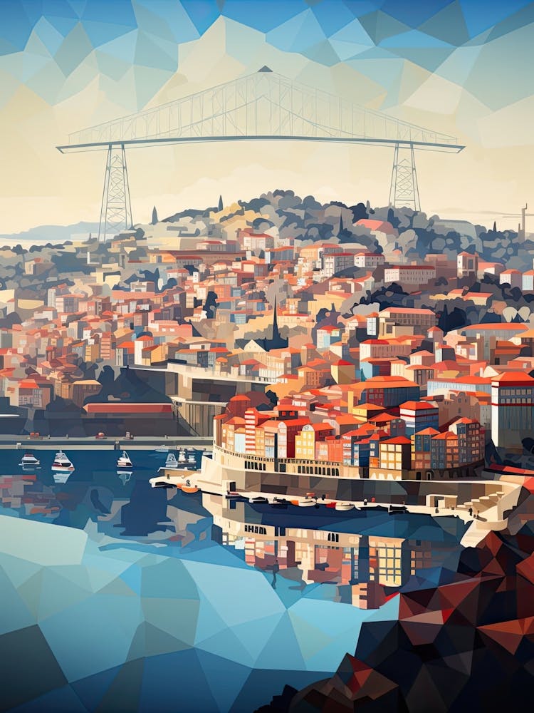 Porto, Portugal, Geometric Illustration 1