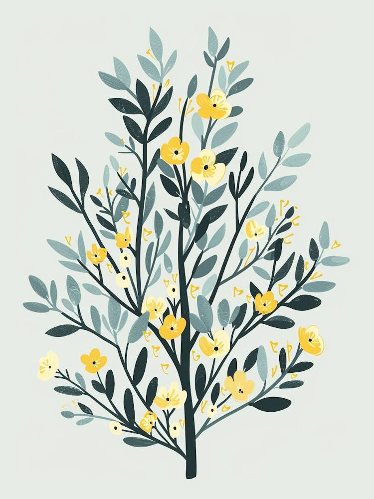 Yew Tree Flat Illustration 1