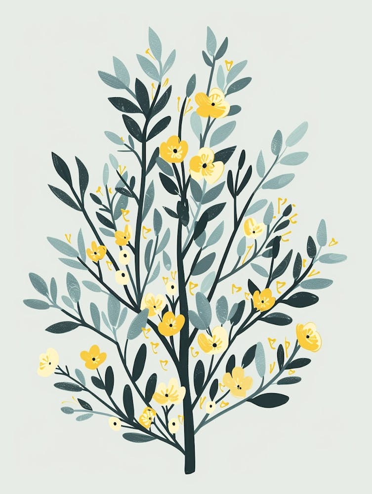 Yew Tree Flat Illustration 1