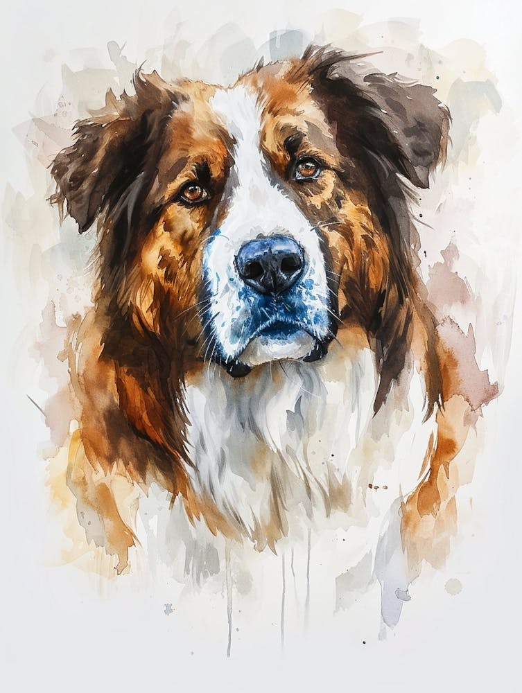 Australian Shepherd Dog Watercolor Painting 6