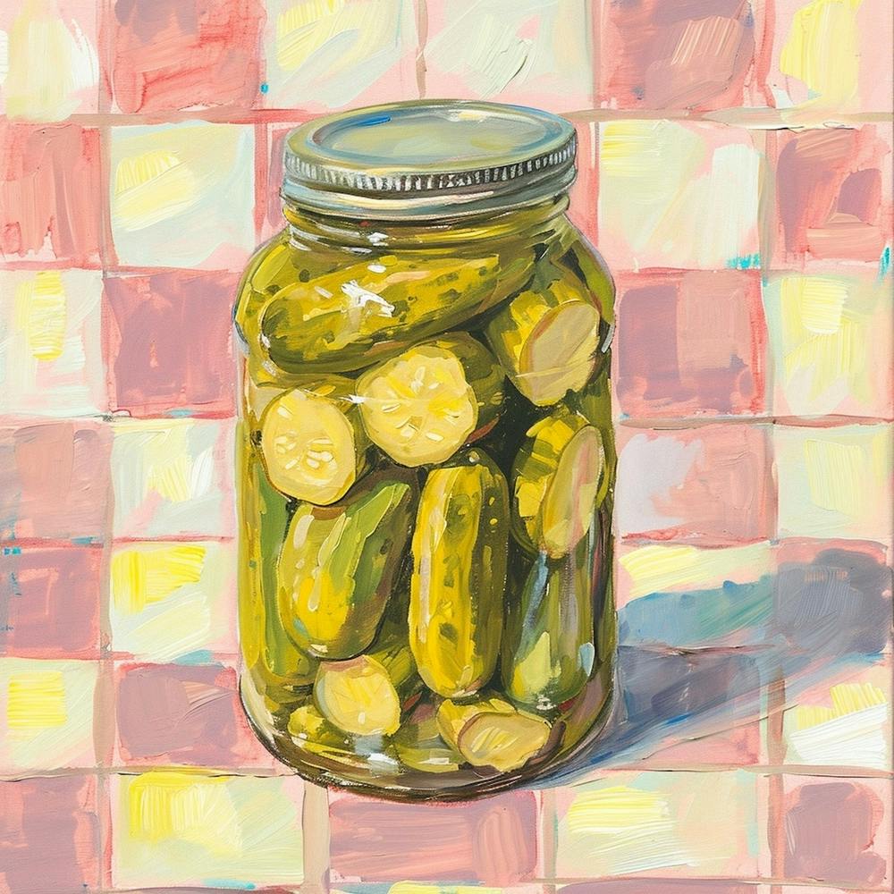 Pickles In A Jar Checkerboard Background 2