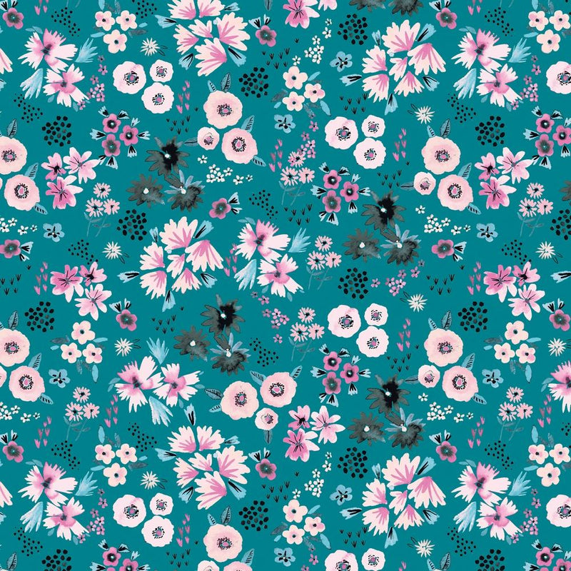 Little Flowers Dark Turquoise Square