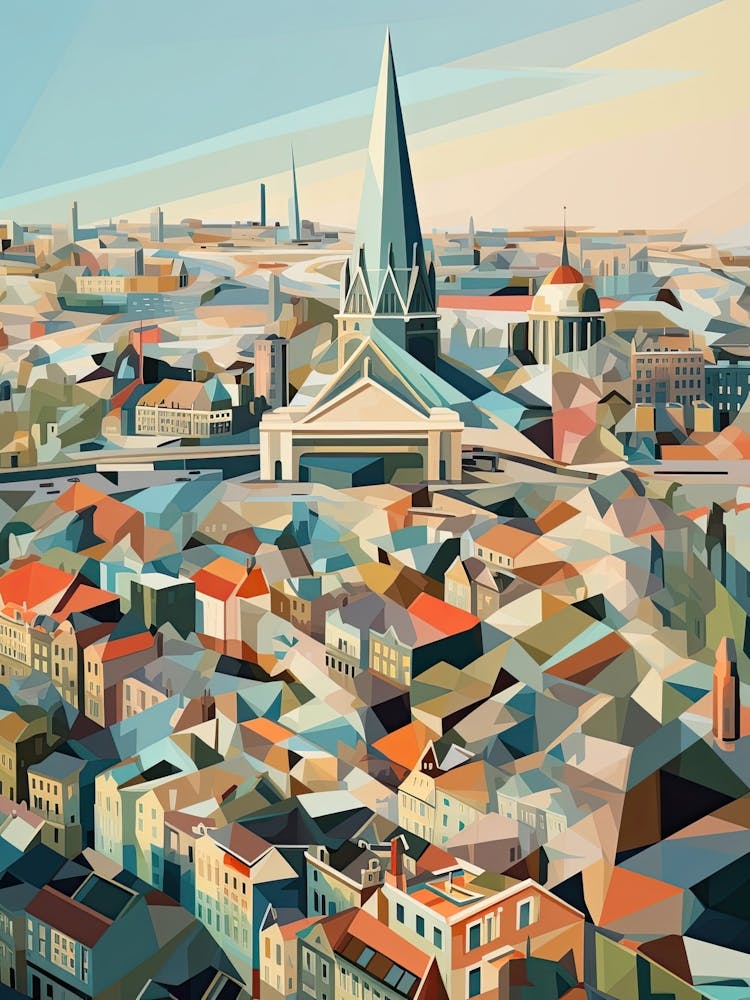 Antwerp, Belgium, Geometric Illustration 2