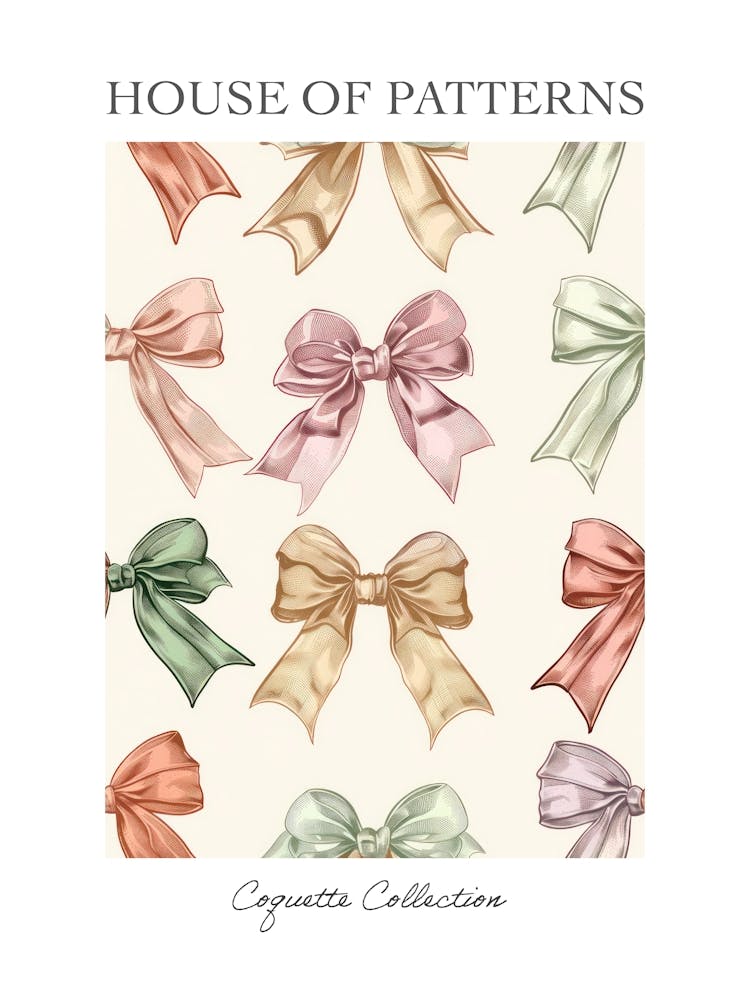 Pastel Rainbow Bow Pattern Poster