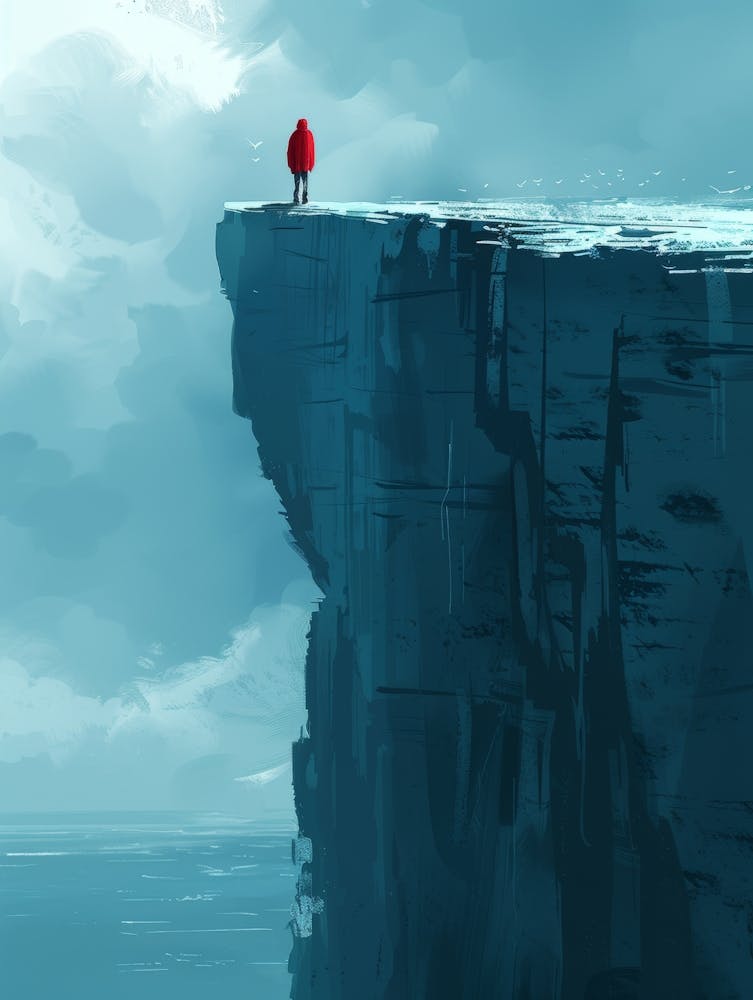 Man Stands On A Cliff