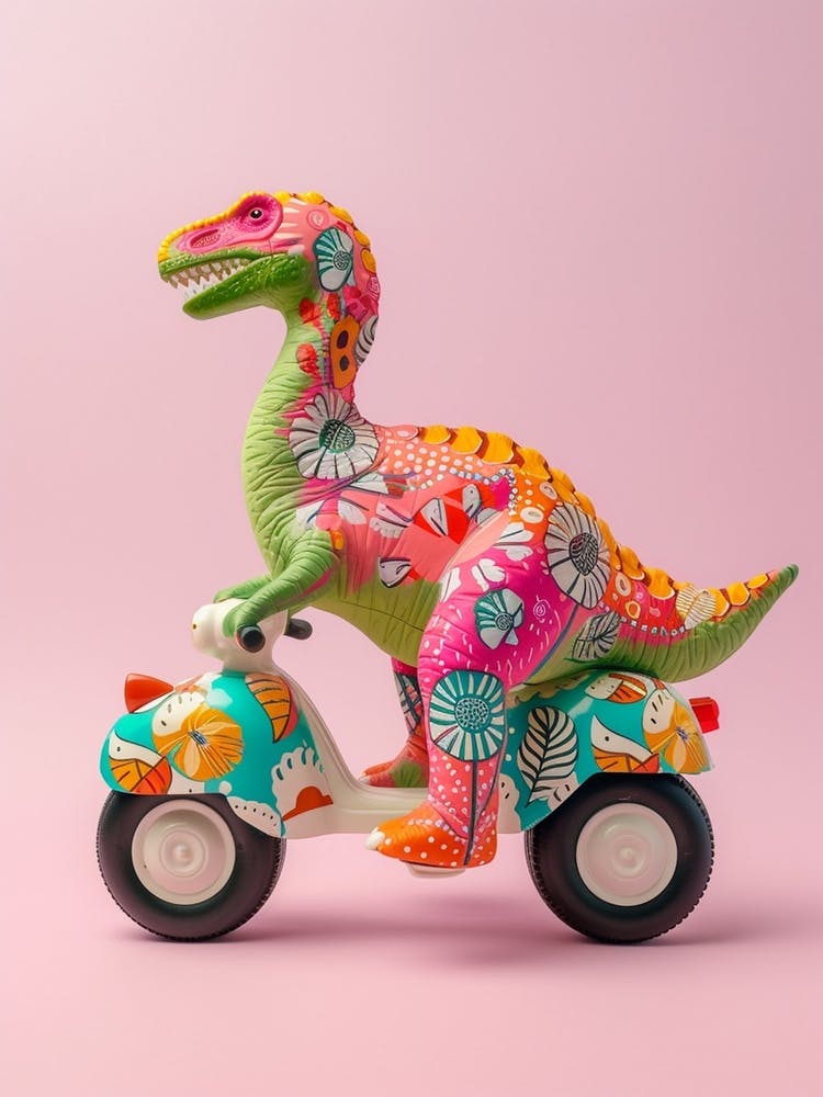 Toy Dinosaur Pattern On A Motorbike 2