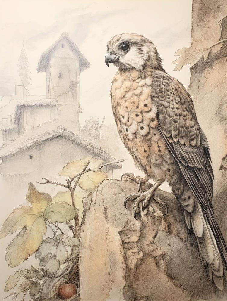 Aquarelle d'Animal de Conte de Fées Faucon 4