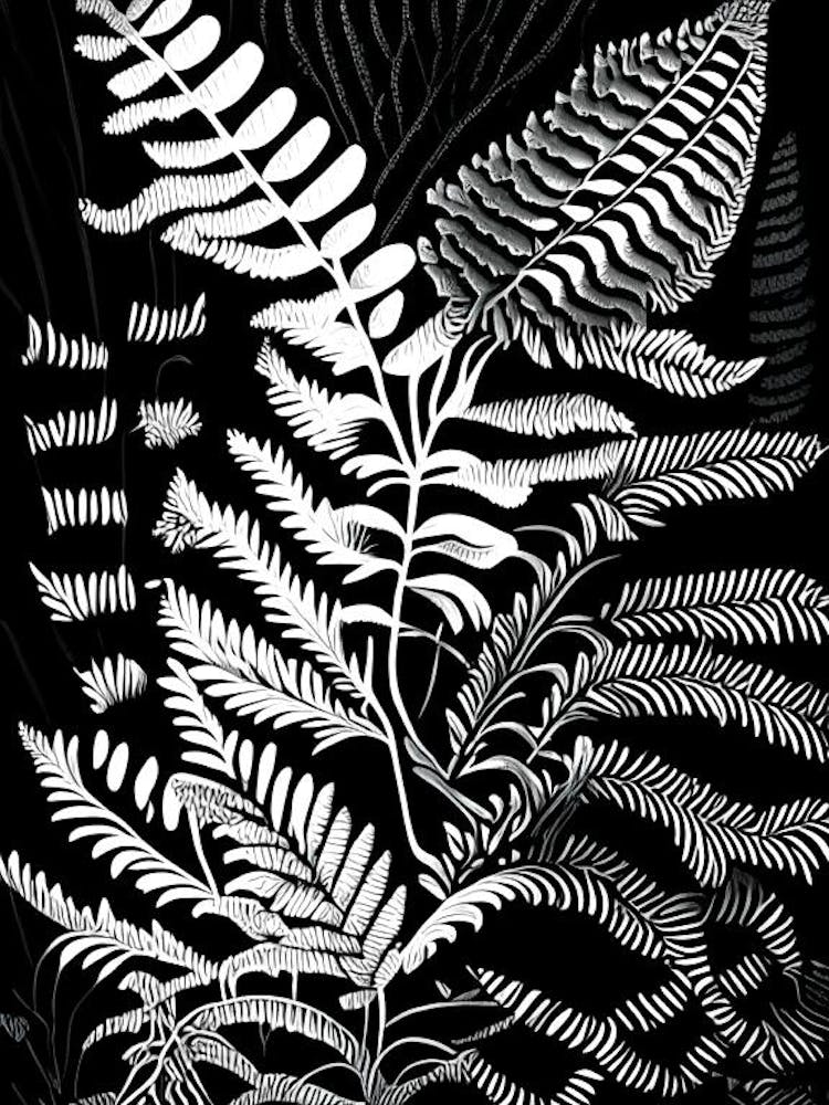 Fragrant Fern Linocut