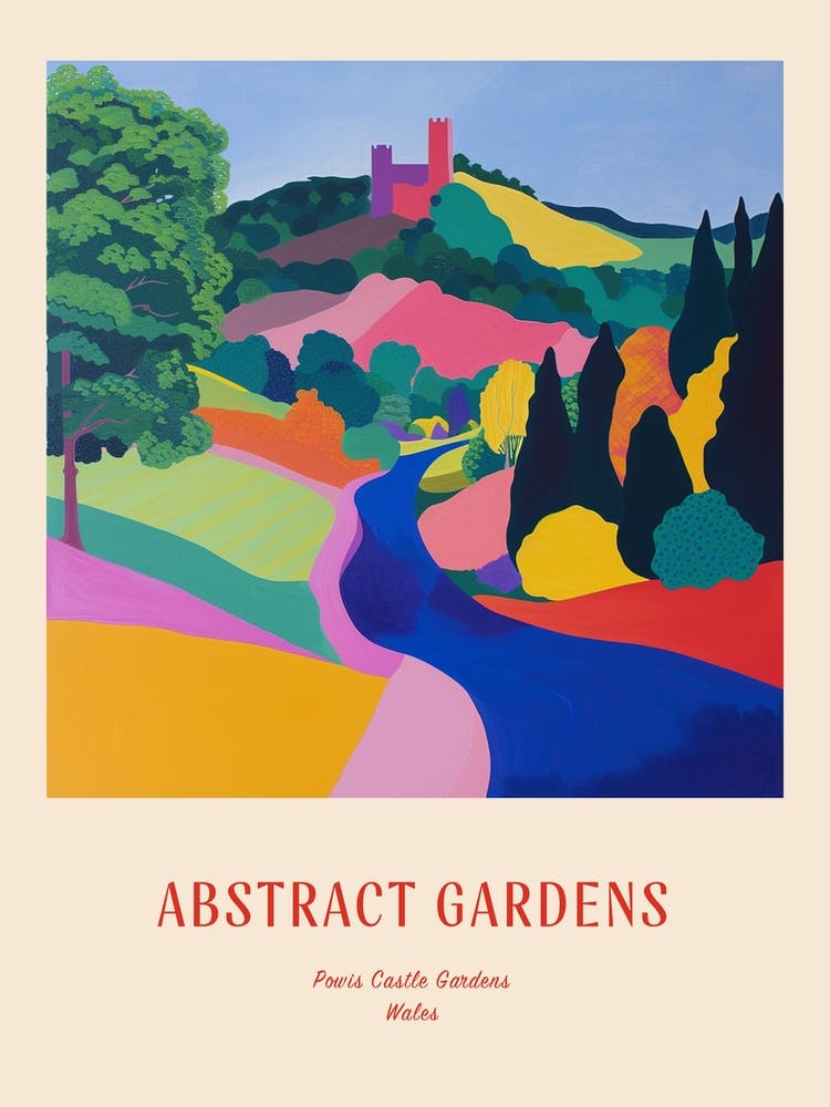 Colourful Gardens Powis Castle Gardens Wales 1 Red Poster
