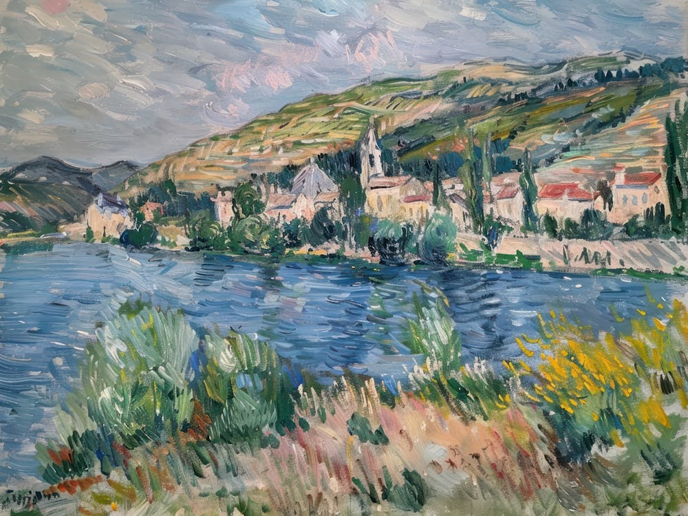 Maritime Melancholie Aussicht Gemälde Inspiriert von Paul Cezanne
