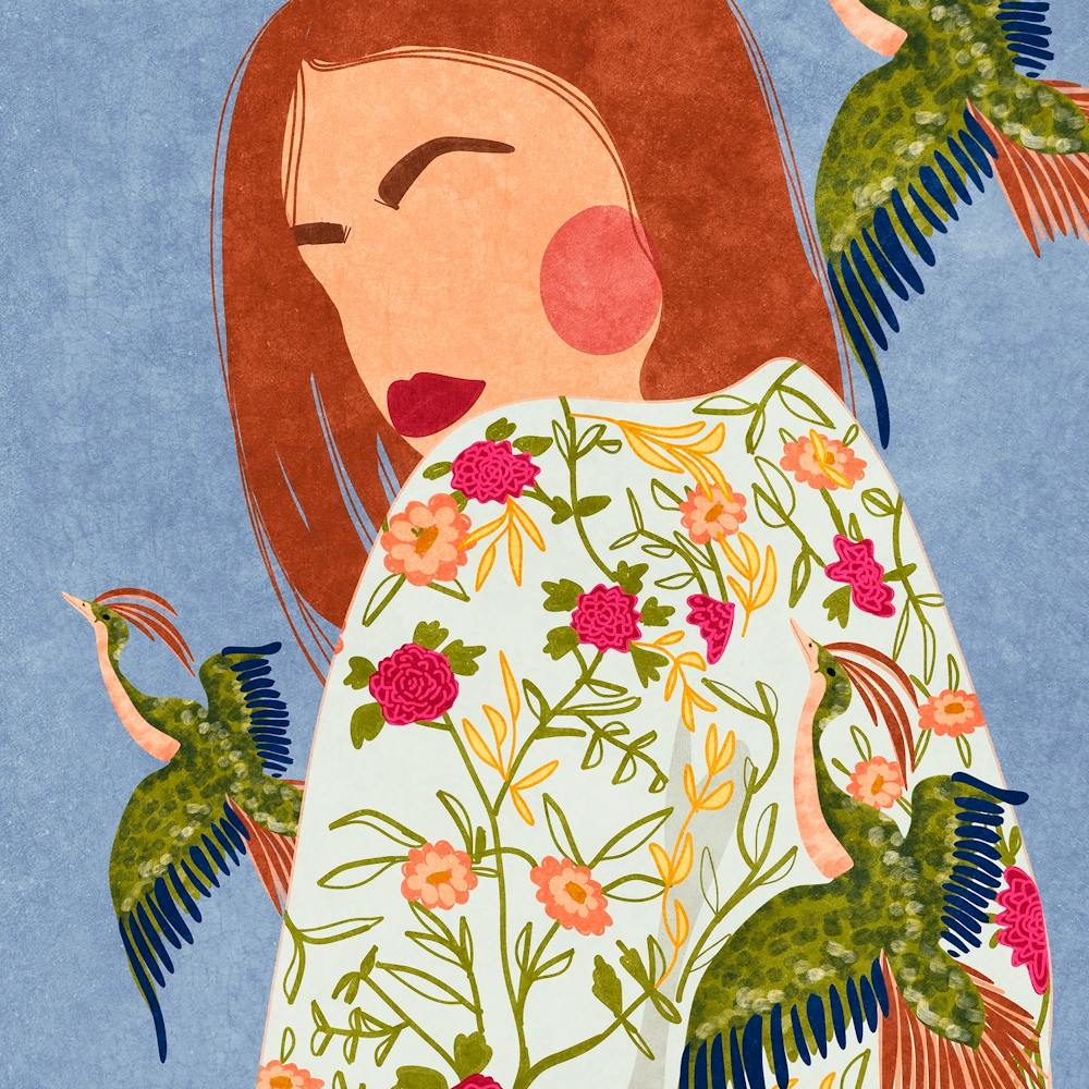 Girl And Cranes