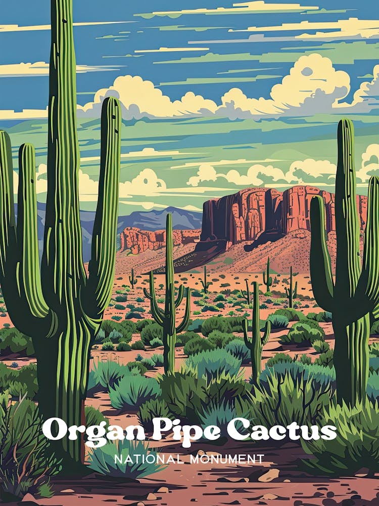 Organ Pipe Cactus National Monument Wilderness Digital Travel Art
