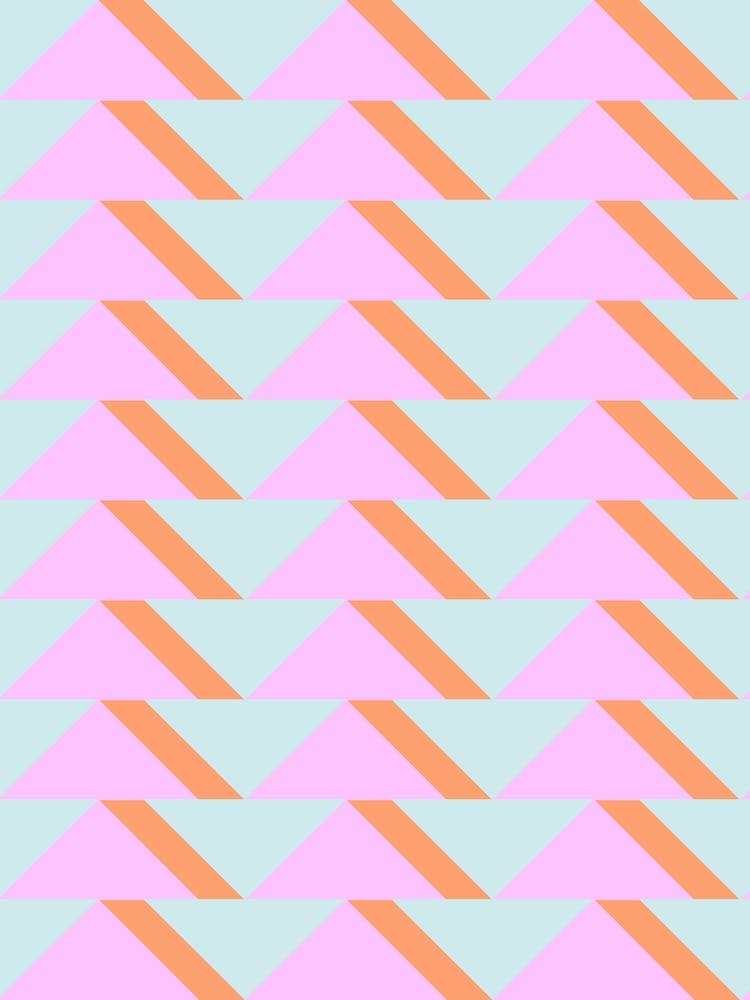 Retro Geometric Triangle Shapes in Pink Aqua and Coral