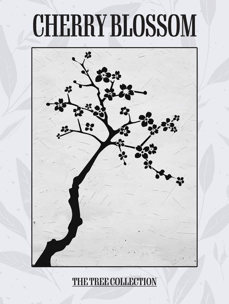 Cherry Blossom Tree Simple Geometric Nature Stencil 1 Poster