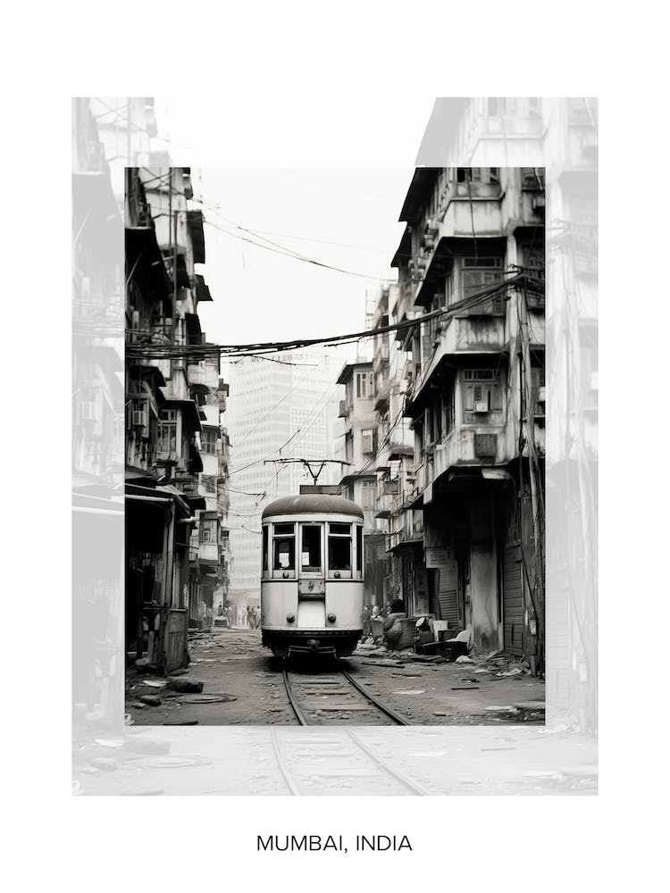 Poster Of Mumbai, India, Black And White Old Photo 2