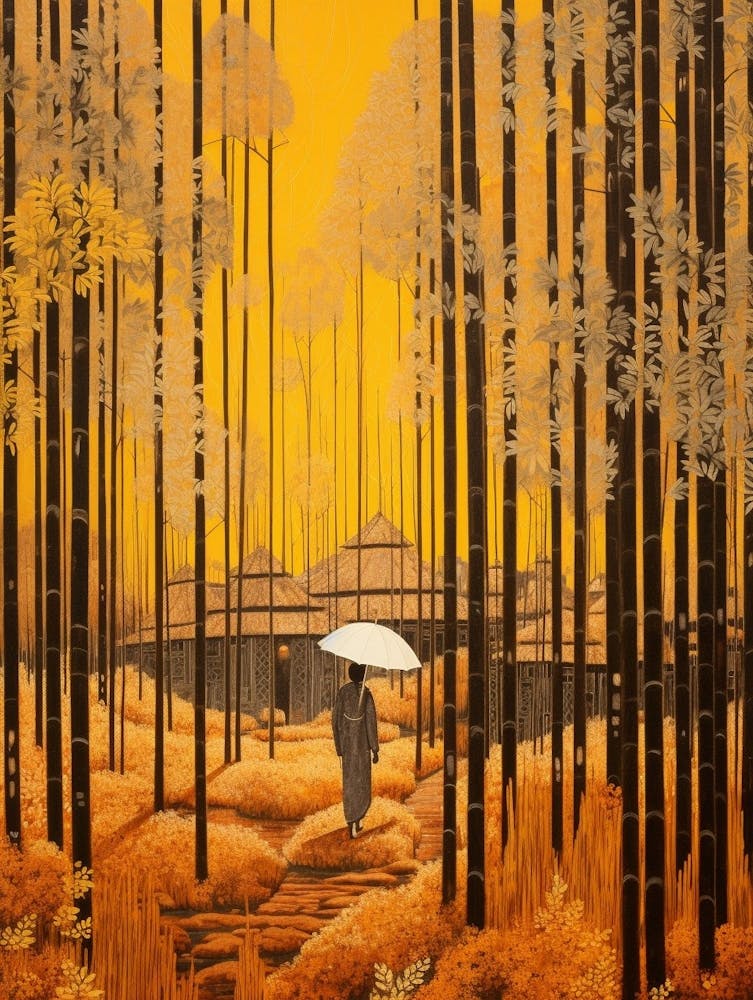 Bamboo Forest Japanese Illustration 4