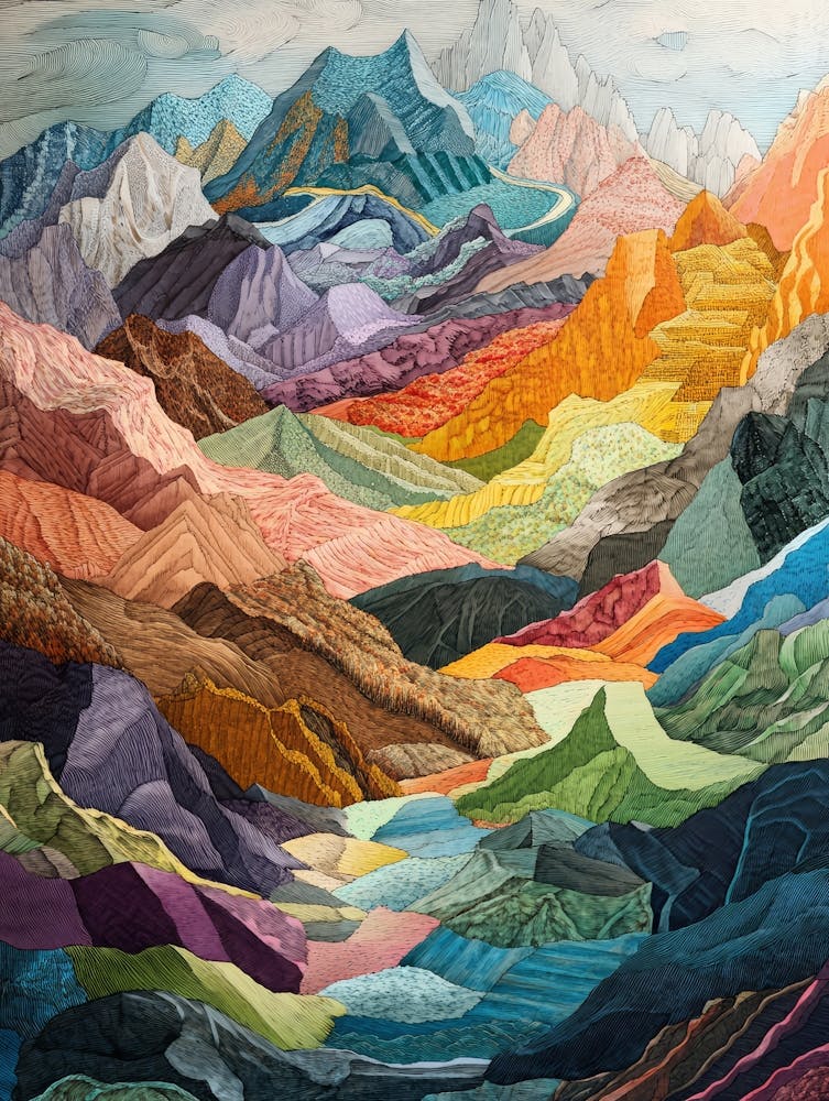 Colourful Mountain Illustration Poster 4