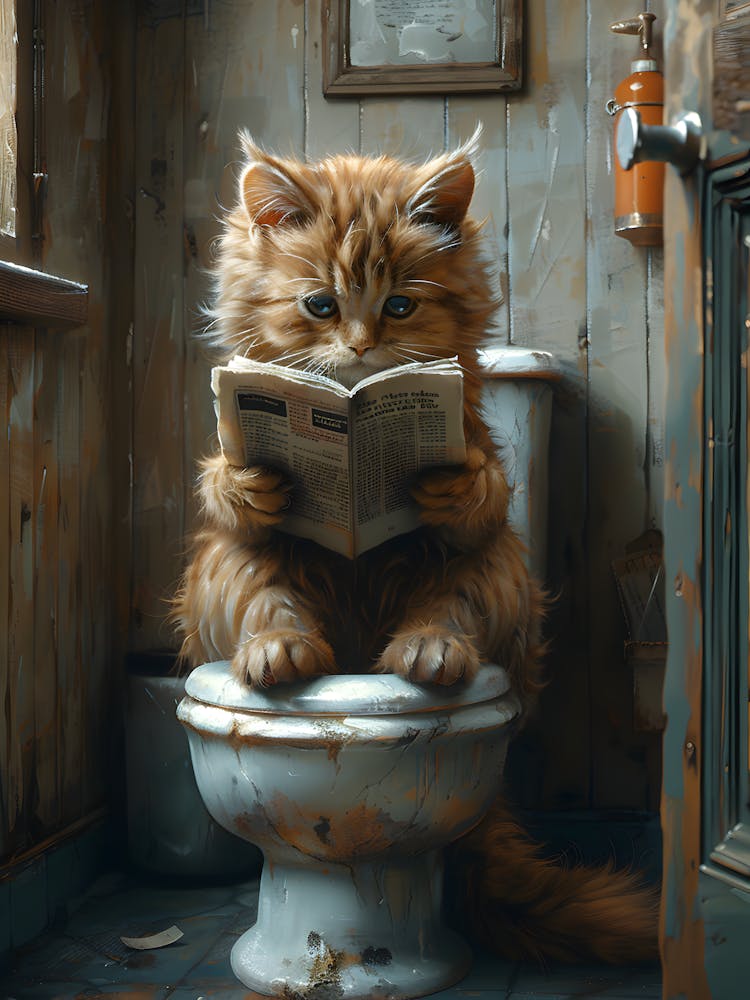 Cat Reading A Book