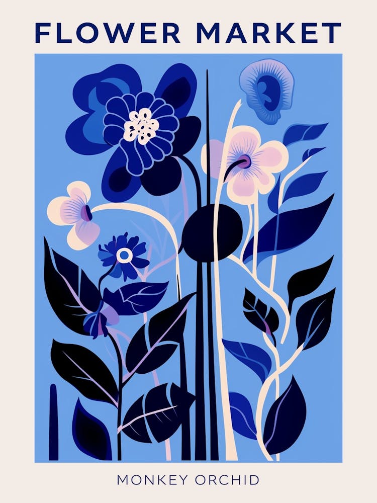 Blue Flower Market Poster Monkey Orchid 2