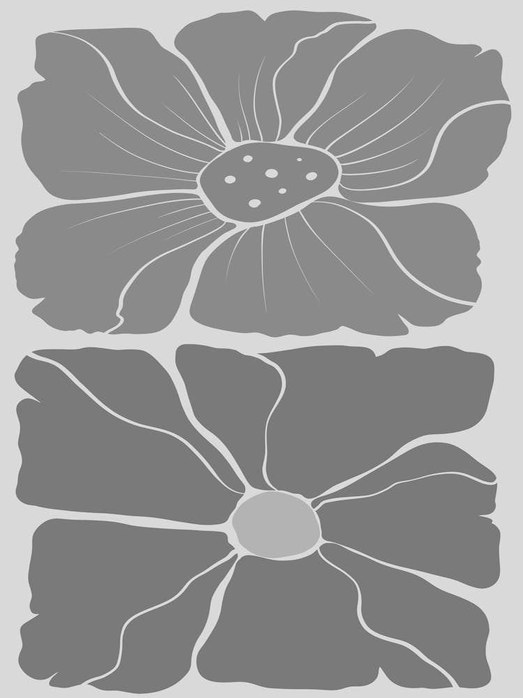 Flowers On A Gray Background 1