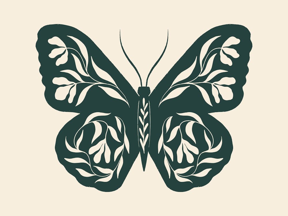 Folk Art Butterfly 02 - Midnight Green