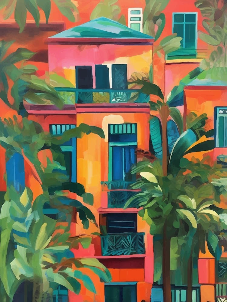 Colorful mexican facade house