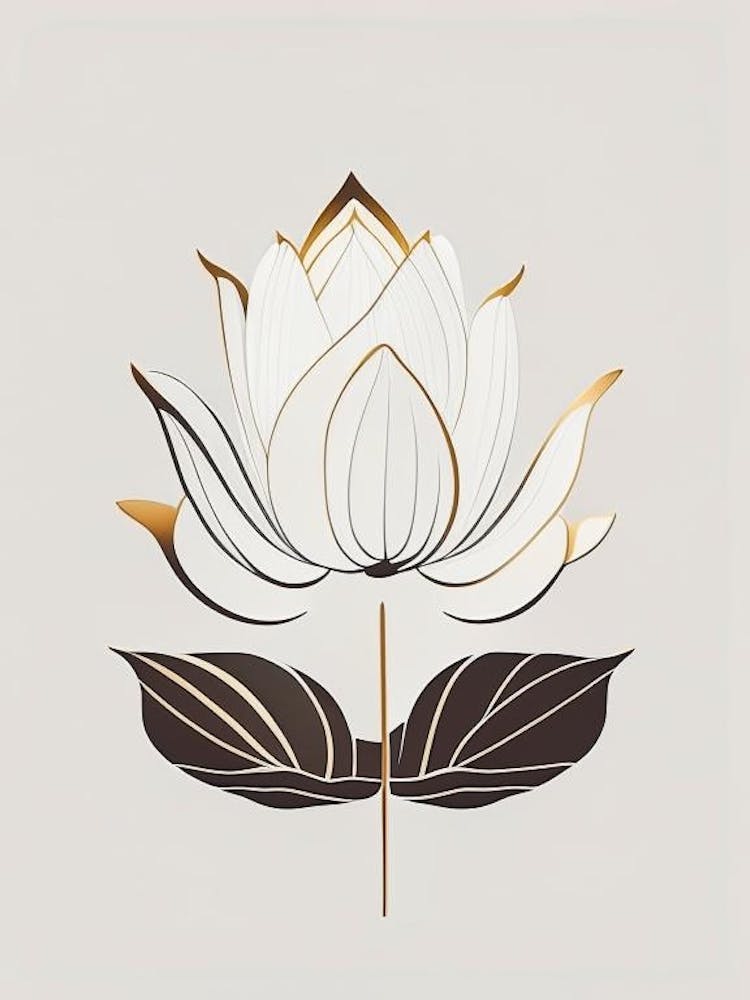 Lotus Flower In Garden Retro Minimal 7